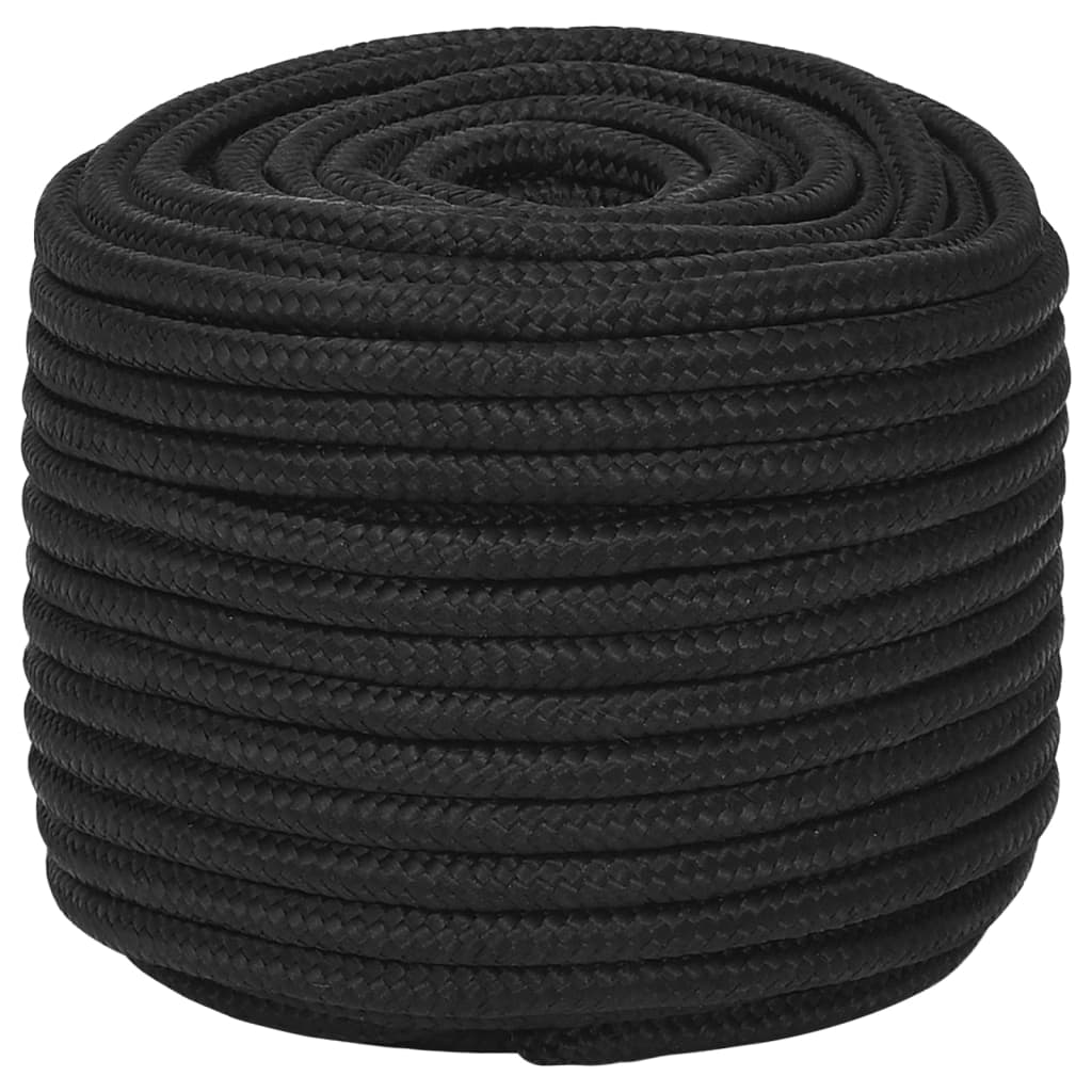 Frânghie de barcă, negru complet, 12 mm, 25 m, polipropilenă