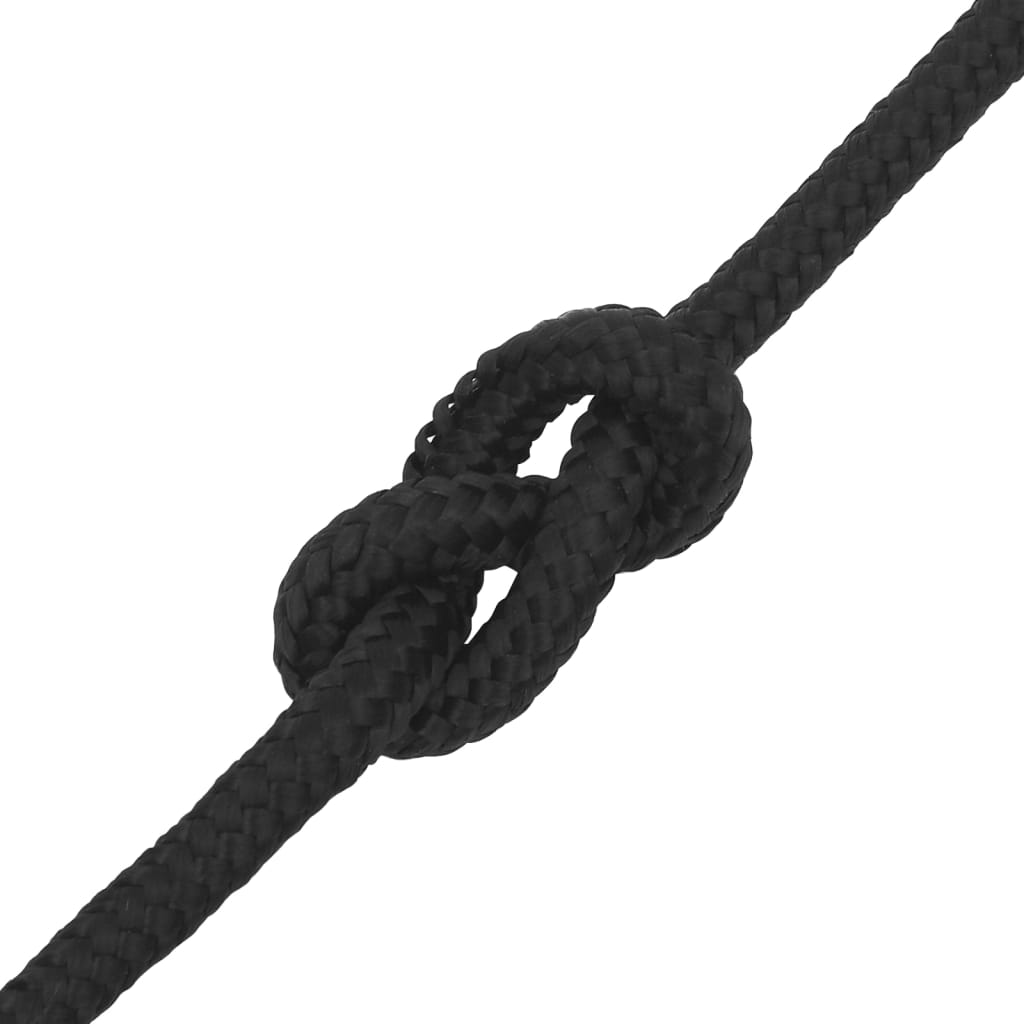 Frânghie de barcă, negru complet, 12 mm, 25 m, polipropilenă