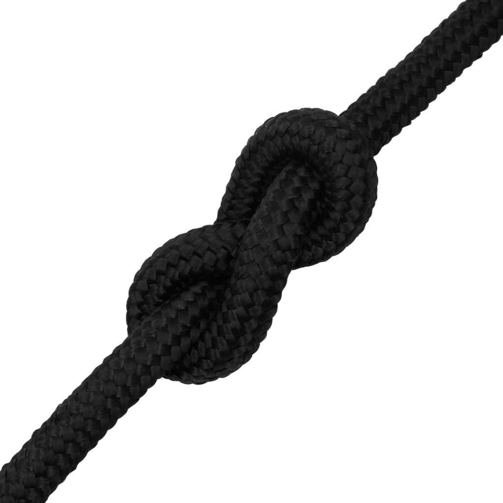 Frânghie de barcă, negru complet, 20 mm, 25 m, polipropilenă