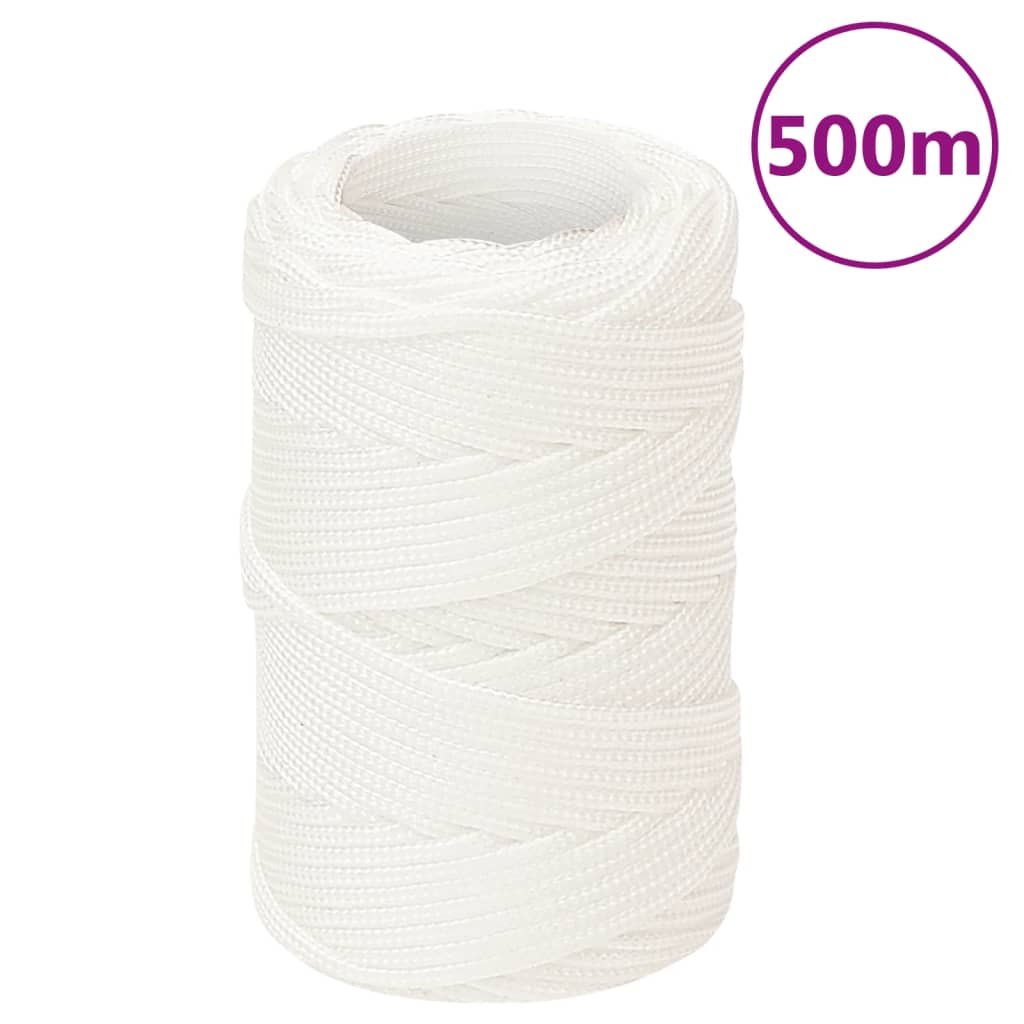 Frânghie de barcă, alb complet, 2 mm, 500 m, polipropilenă