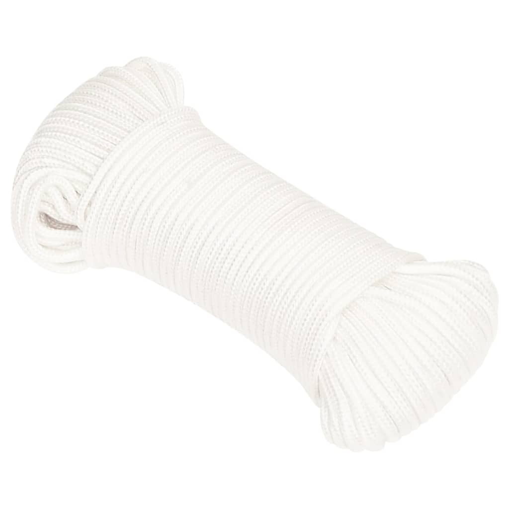 Frânghie de barcă, alb complet, 4 mm, 250 m, polipropilenă