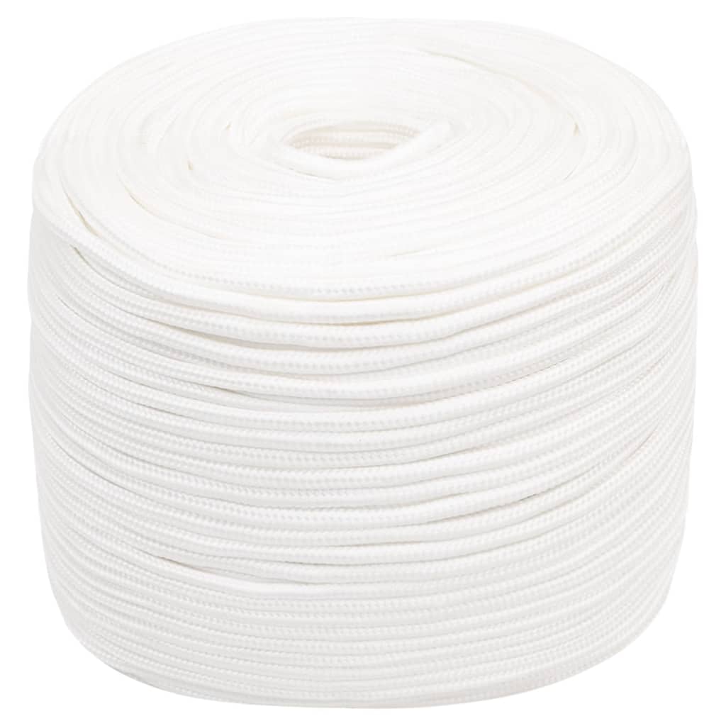 Frânghie de barcă, alb complet, 10 mm, 100 m, polipropilenă