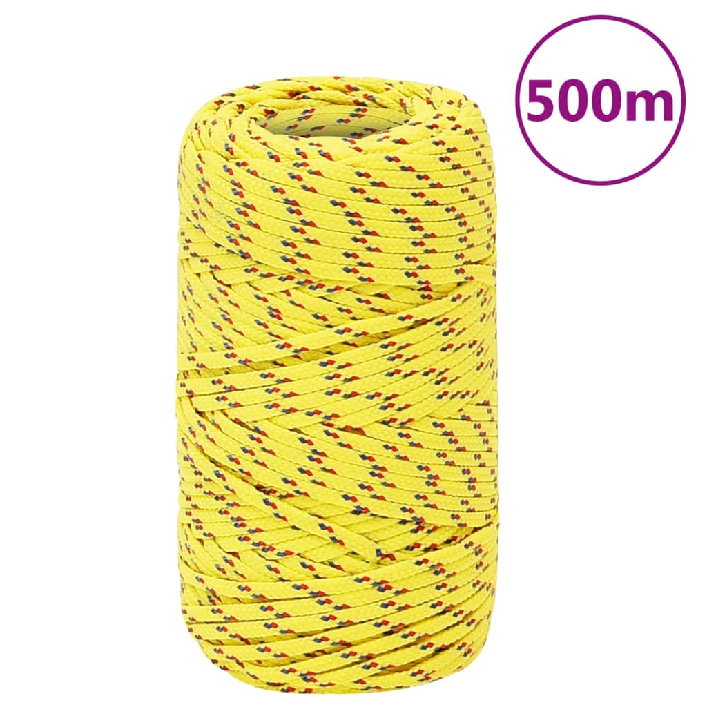 Frânghie de barcă, galben, 2 mm, 500 m, polipropilenă