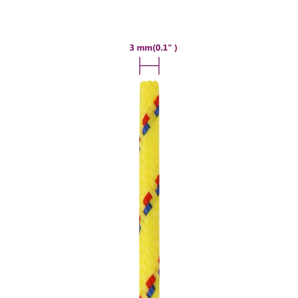 Frânghie de barcă, galben, 3 mm, 25 m, polipropilenă