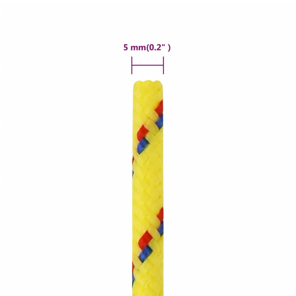 Frânghie de barcă, galben, 5 mm, 25 m, polipropilenă