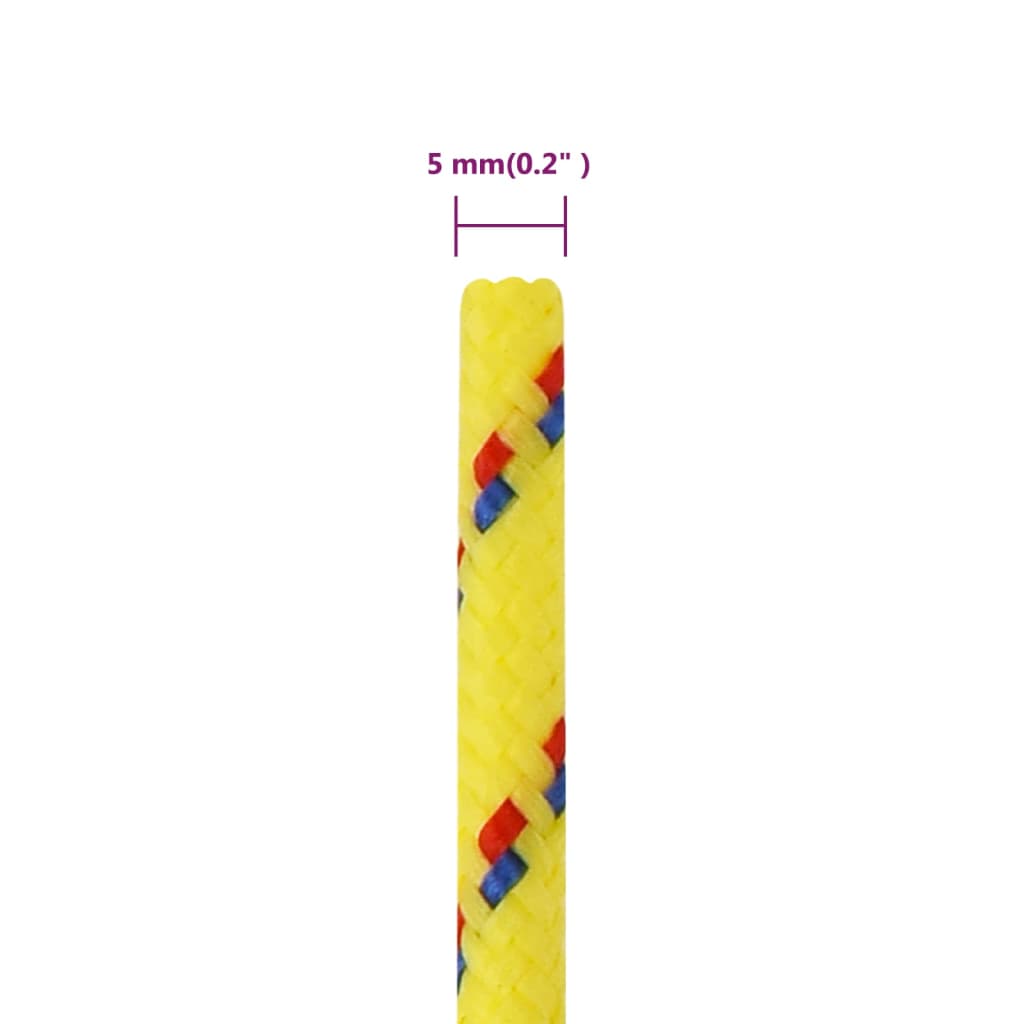 Frânghie de barcă, galben, 5 mm, 100 m, polipropilenă