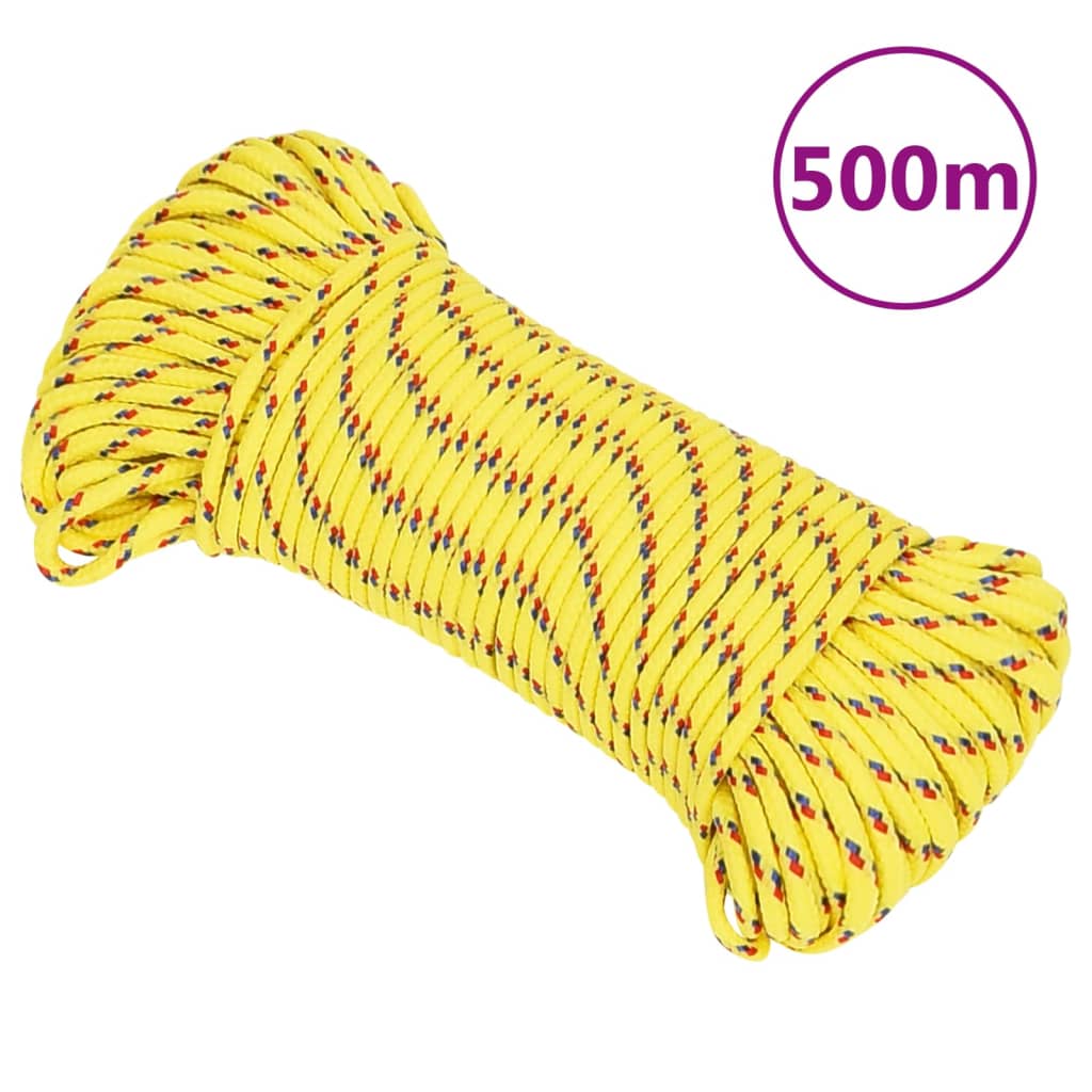 Frânghie de barcă, galben, 5 mm, 500 m, polipropilenă