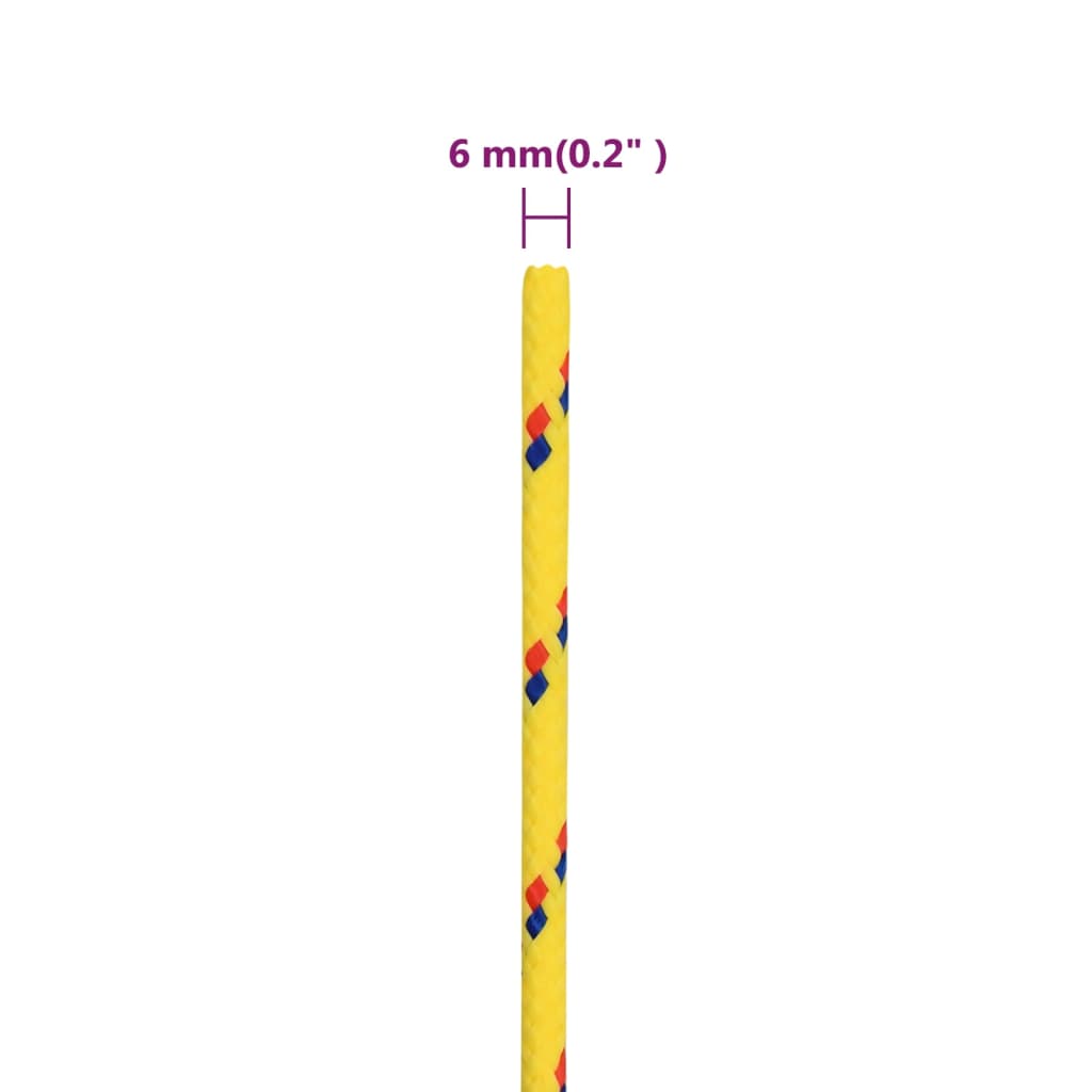 Frânghie de barcă, galben, 6 mm, 25 m, polipropilenă