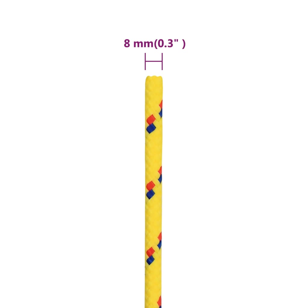 Frânghie de barcă, galben, 8 mm, 25 m, polipropilenă