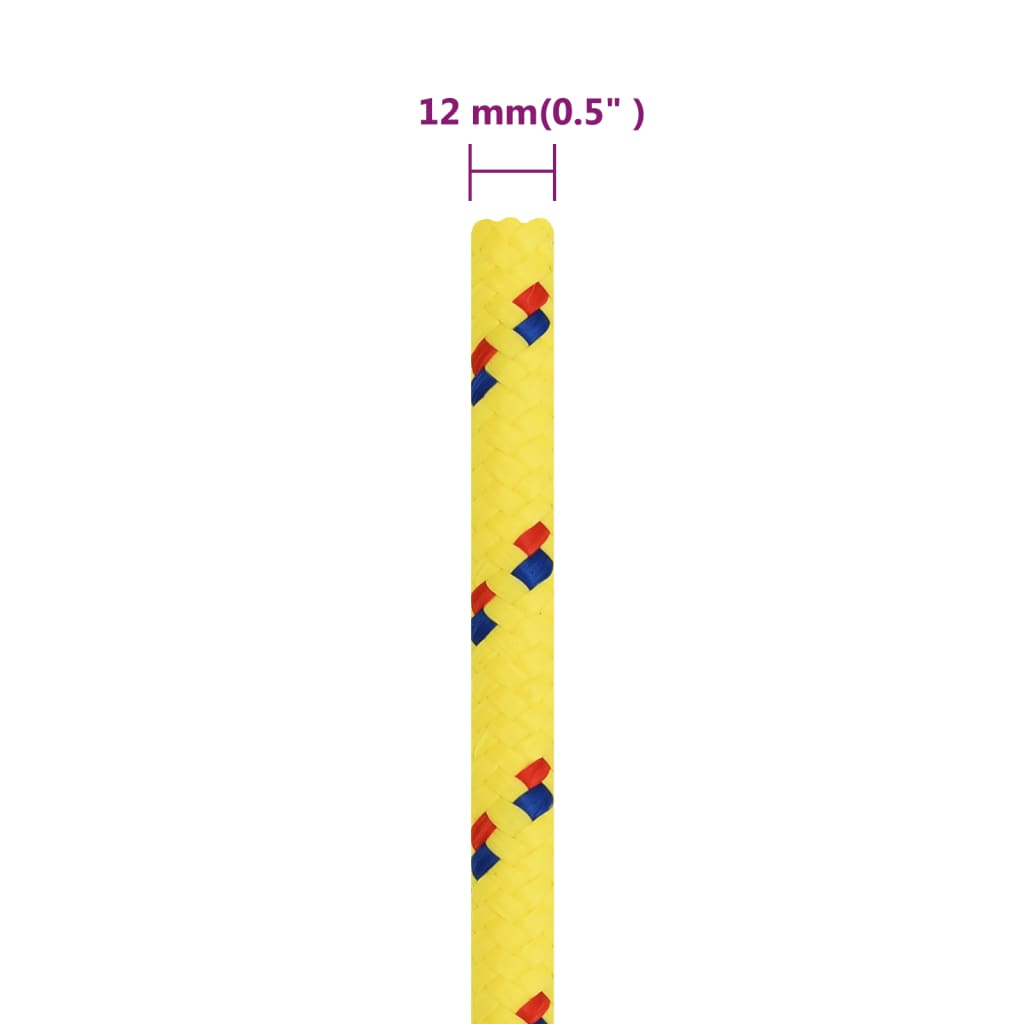 Frânghie de barcă, galben, 12 mm, 50 m, polipropilenă