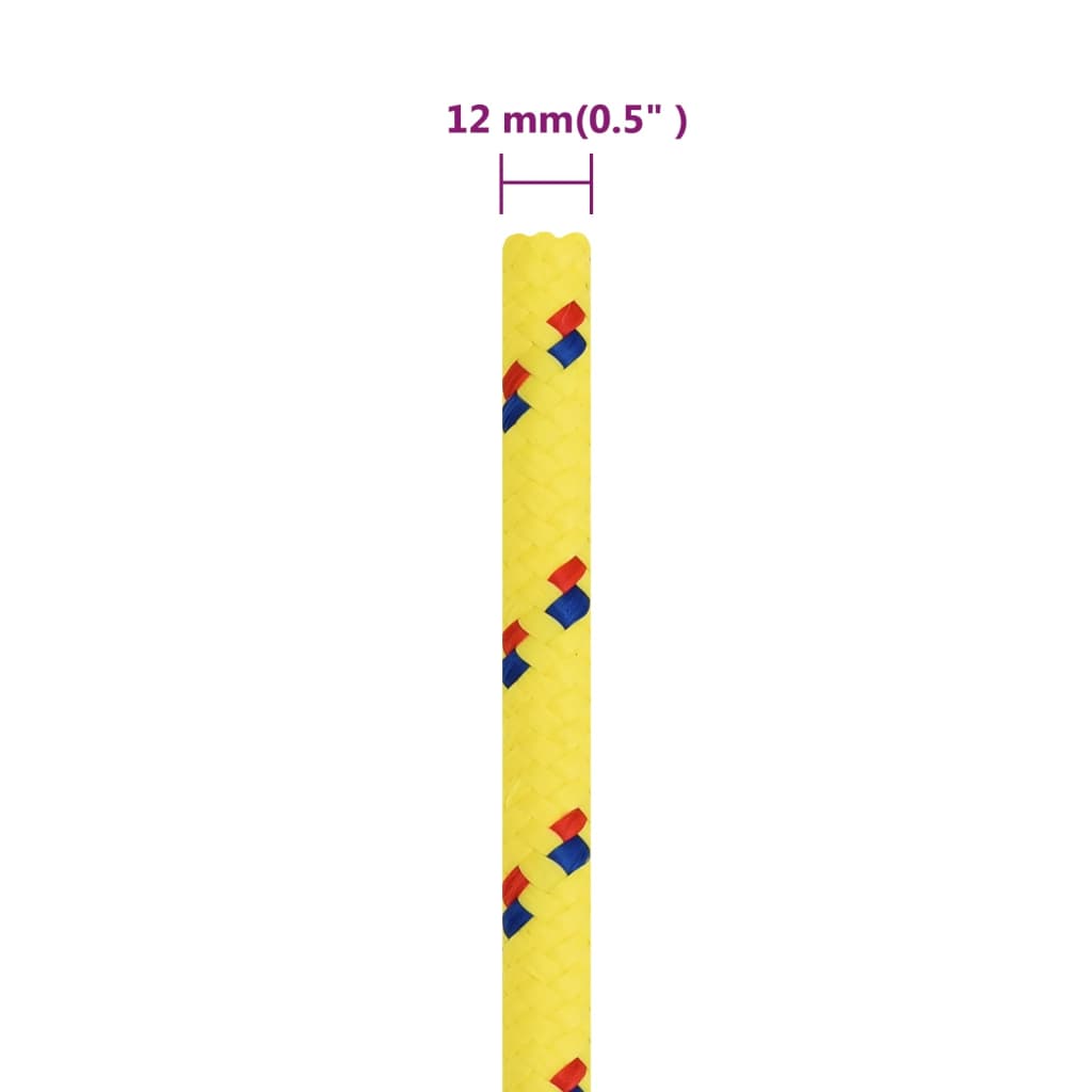 Frânghie de barcă, galben, 12 mm, 100 m, polipropilenă