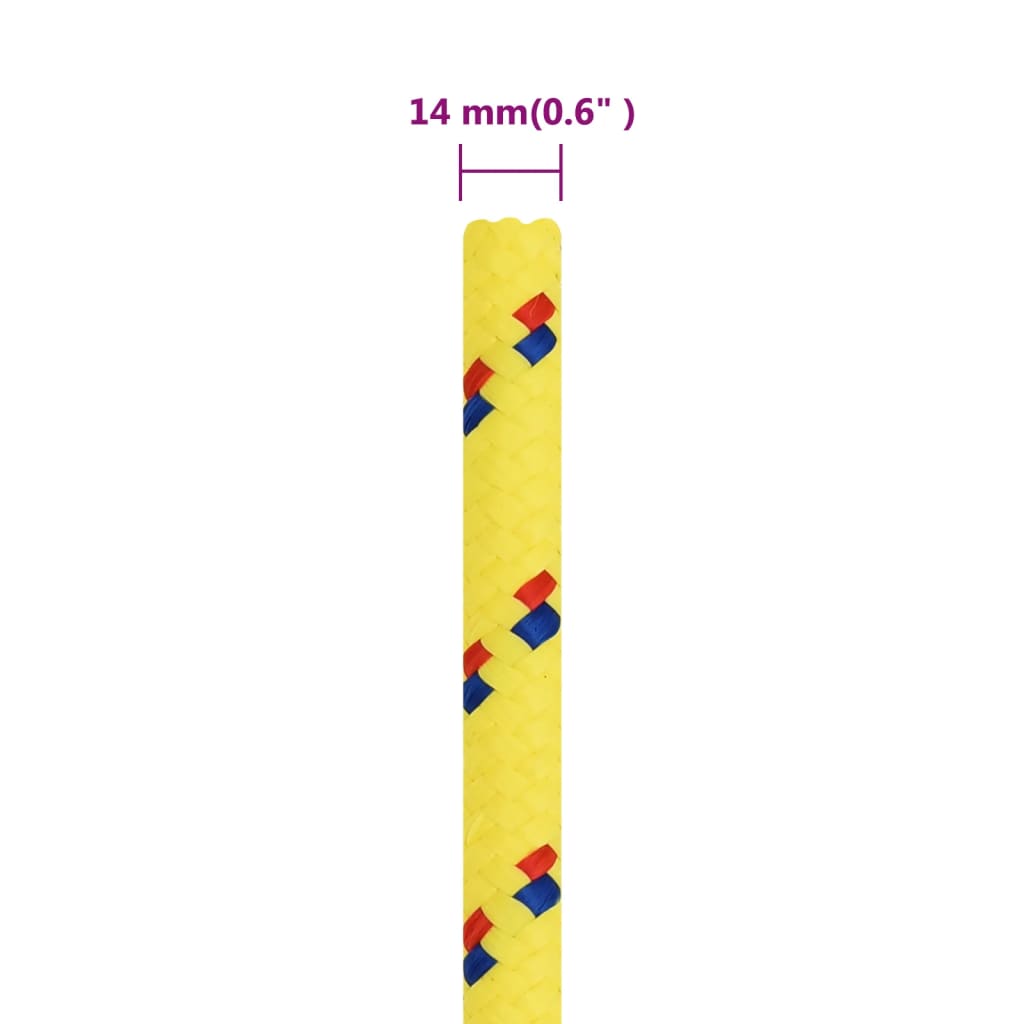 Frânghie de barcă, galben, 14 mm, 100 m, polipropilenă