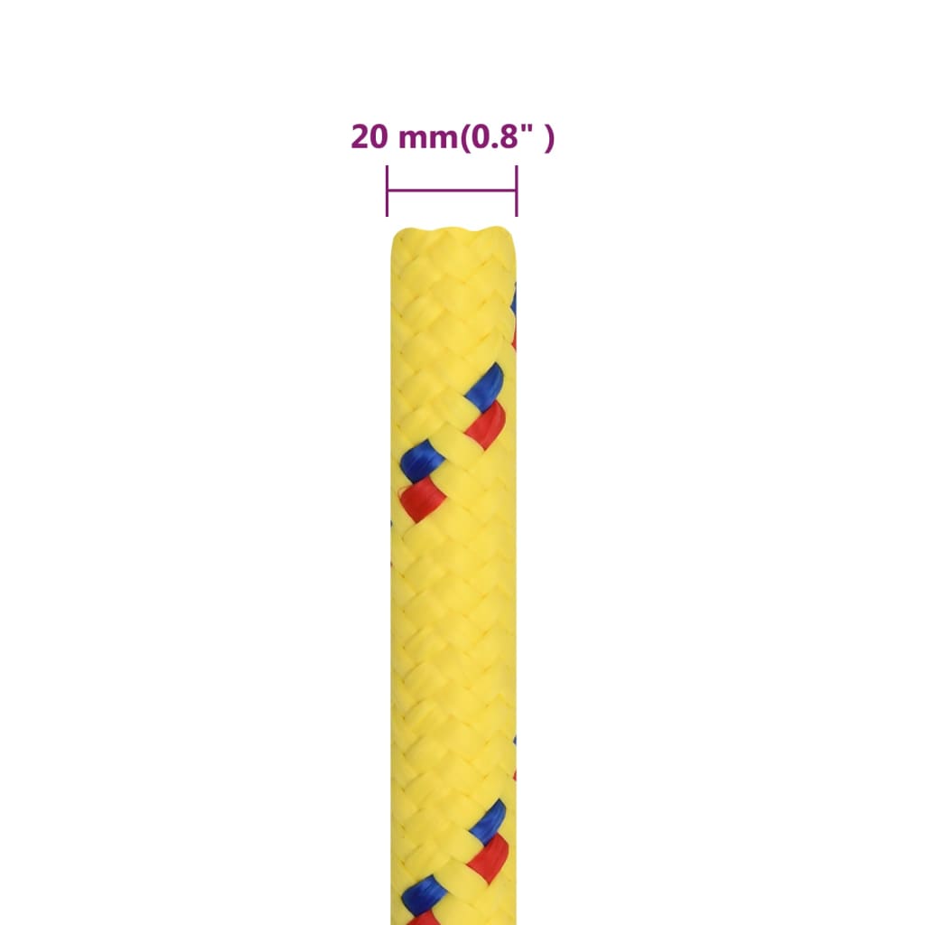 Frânghie de barcă, galben, 20 mm, 25 m, polipropilenă