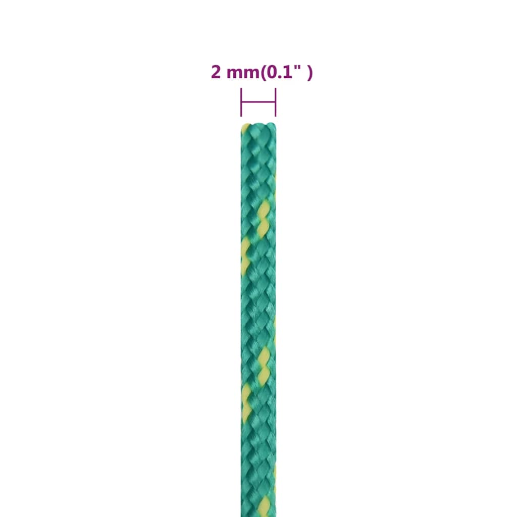 Frânghie de barcă, verde, 2 mm, 25 m, polipropilenă