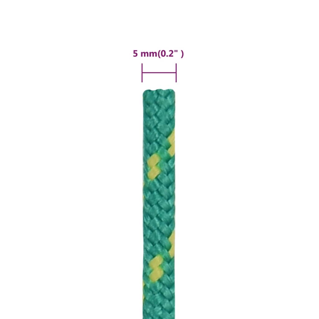 Frânghie de barcă, verde, 5 mm, 25 m, polipropilenă