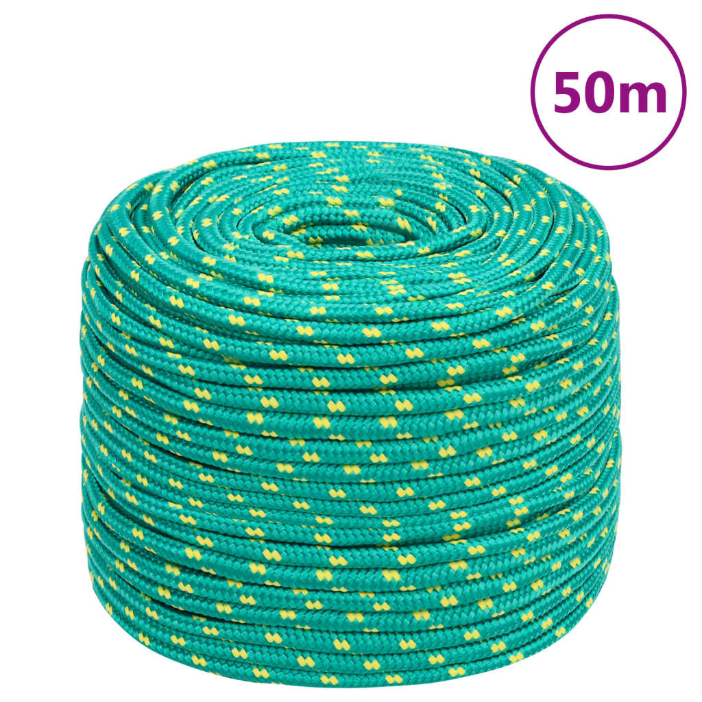 Frânghie de barcă, verde, 8 mm, 50 m, polipropilenă