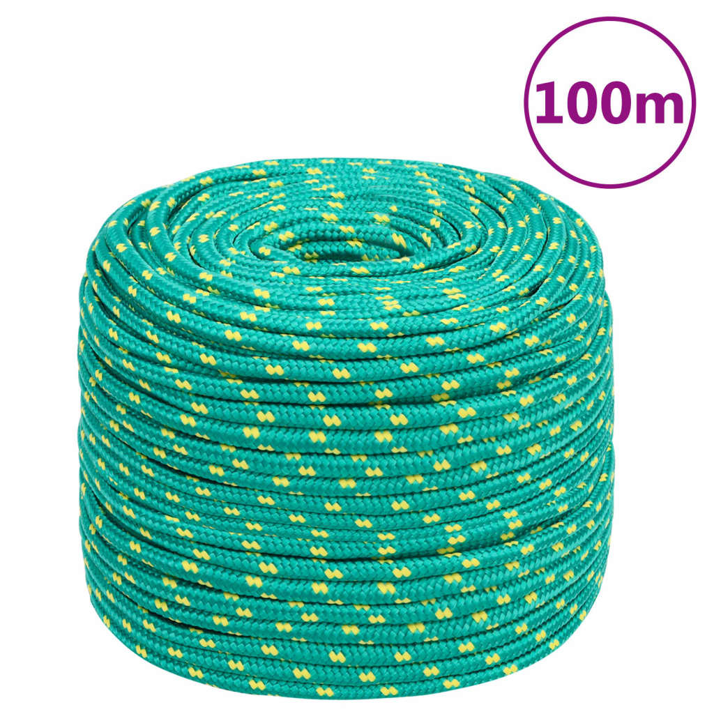 Frânghie de barcă, verde, 8 mm, 100 m, polipropilenă