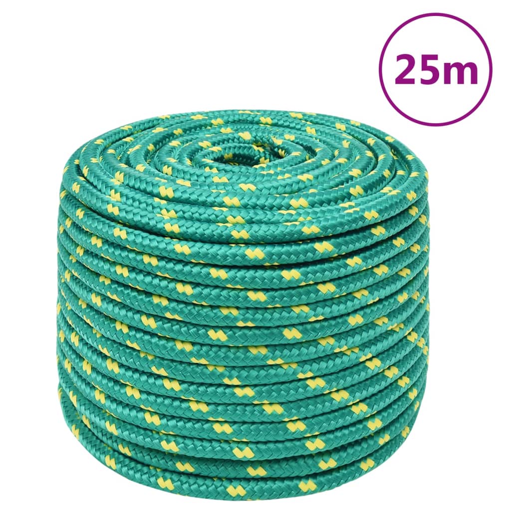 Frânghie de barcă, verde, 12 mm, 25 m, polipropilenă