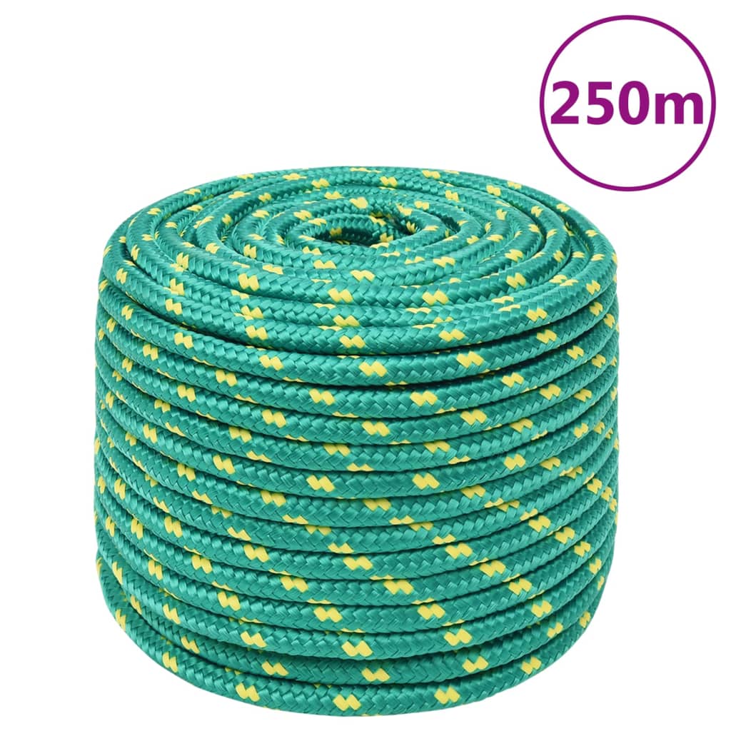 Frânghie de barcă, verde, 12 mm, 250 m, polipropilenă