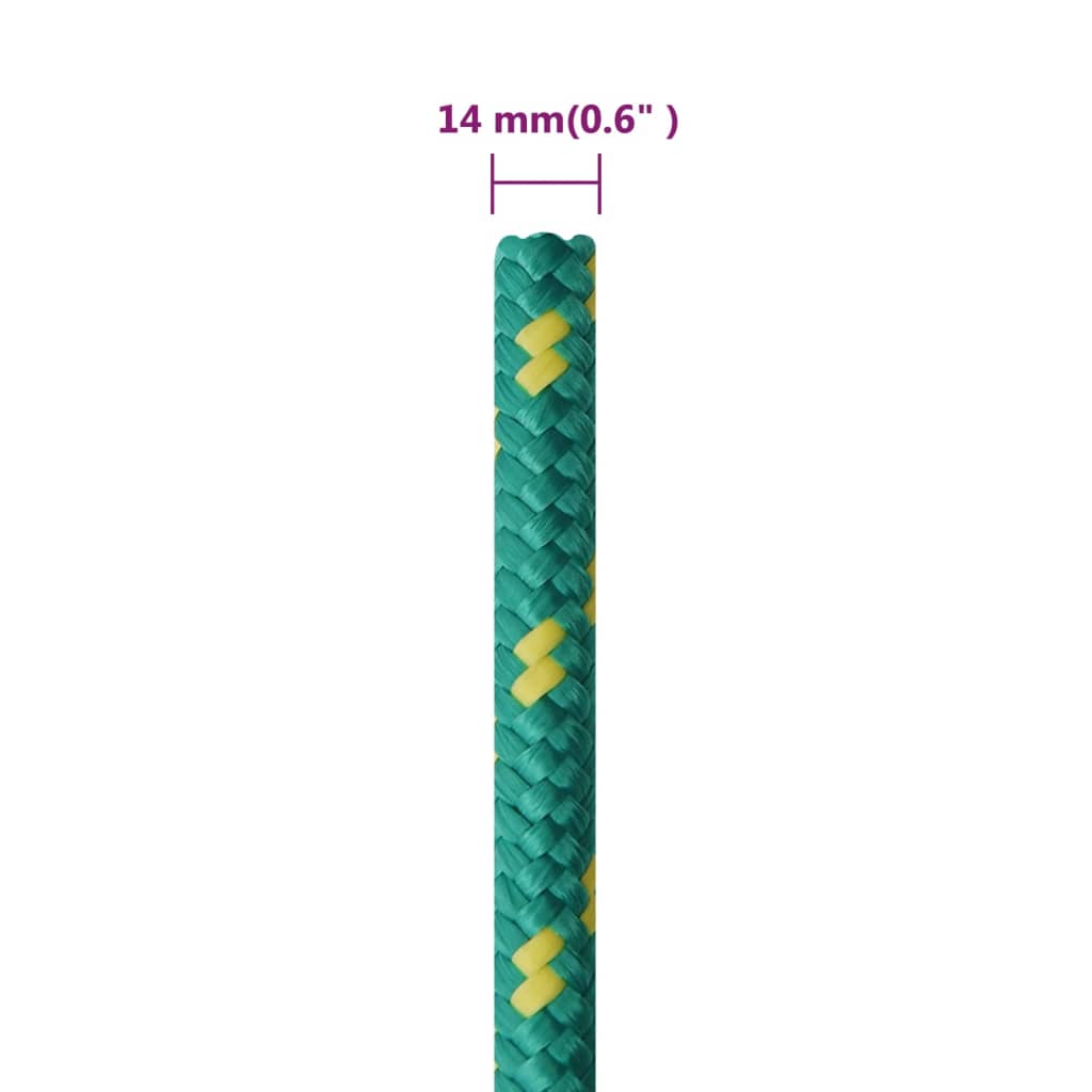 Frânghie de barcă, verde, 14 mm, 25 m, polipropilenă