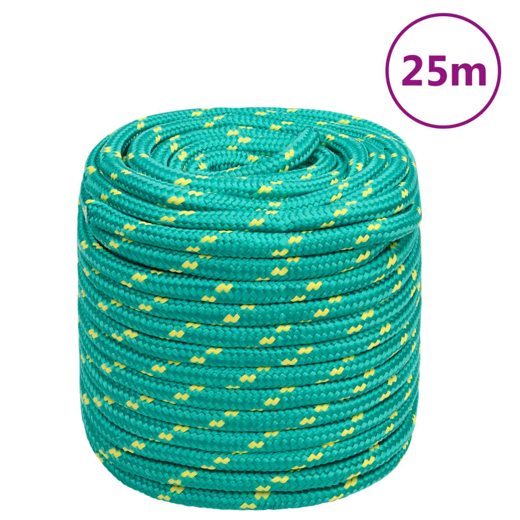 Frânghie de barcă, verde, 16 mm, 25 m, polipropilenă