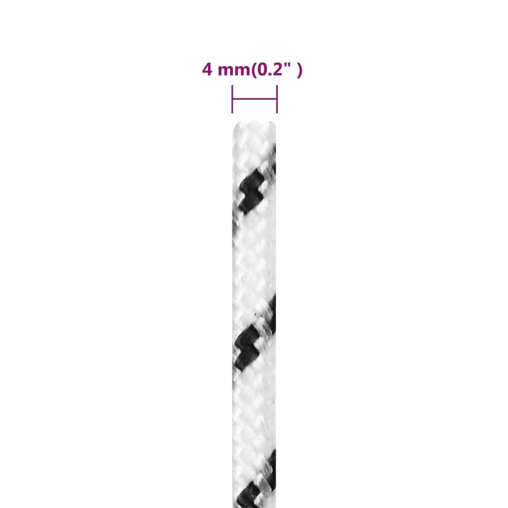 Frânghie împletită pentru barcă, alb, 4 mm x 500 m, poliester