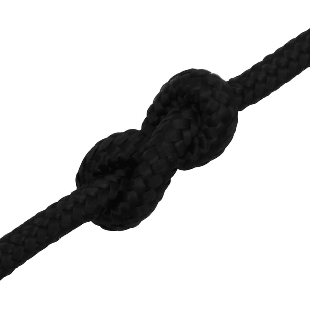 Frânghie de lucru, negru, 10 mm, 25 m, poliester