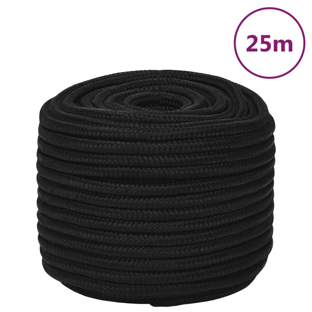 Frânghie de lucru, negru, 12 mm, 25 m, poliester