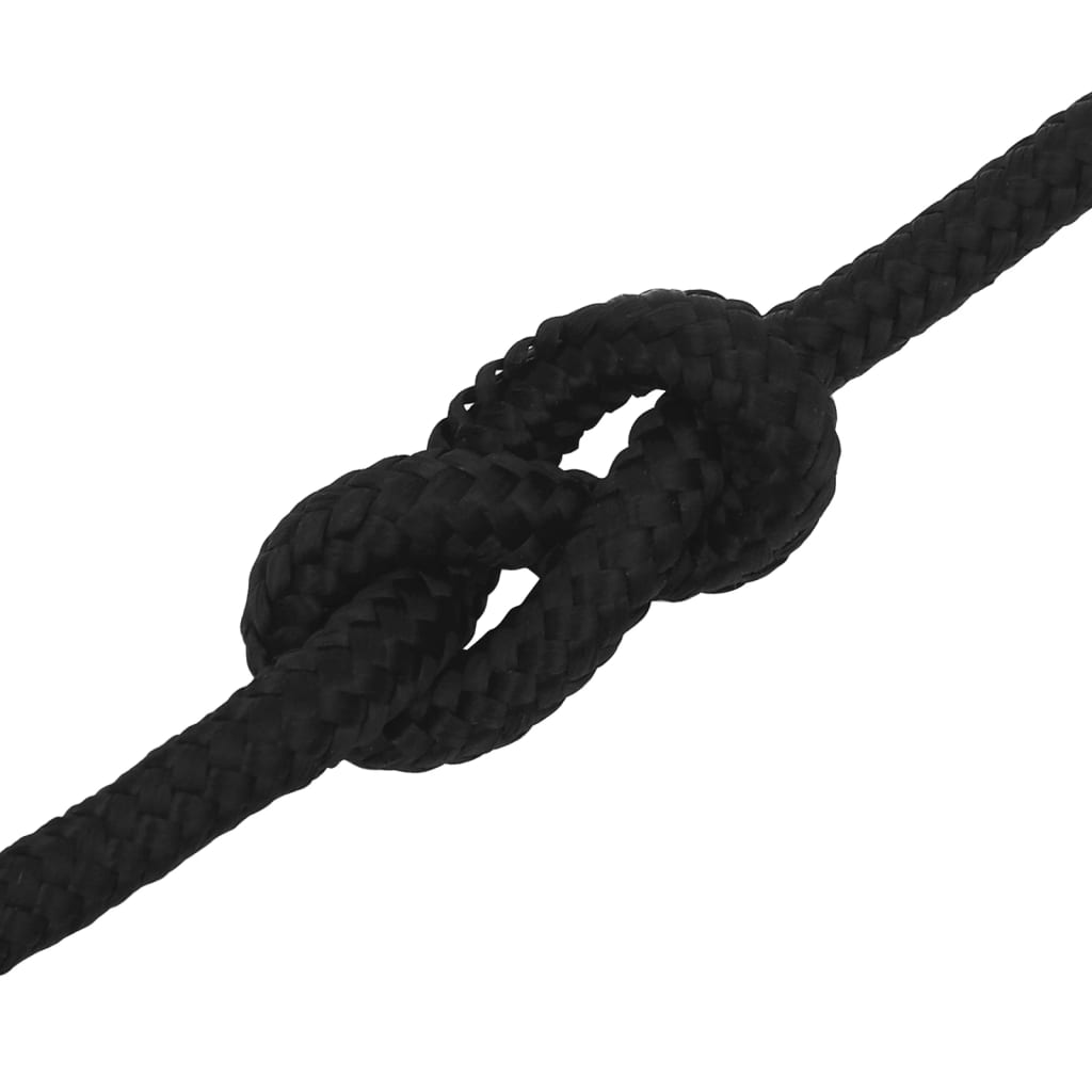 Frânghie de lucru, negru, 12 mm, 25 m, poliester