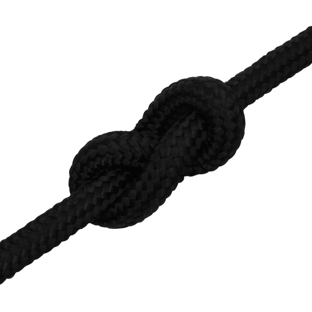 Frânghie de lucru, negru, 18 mm, 25 m, poliester