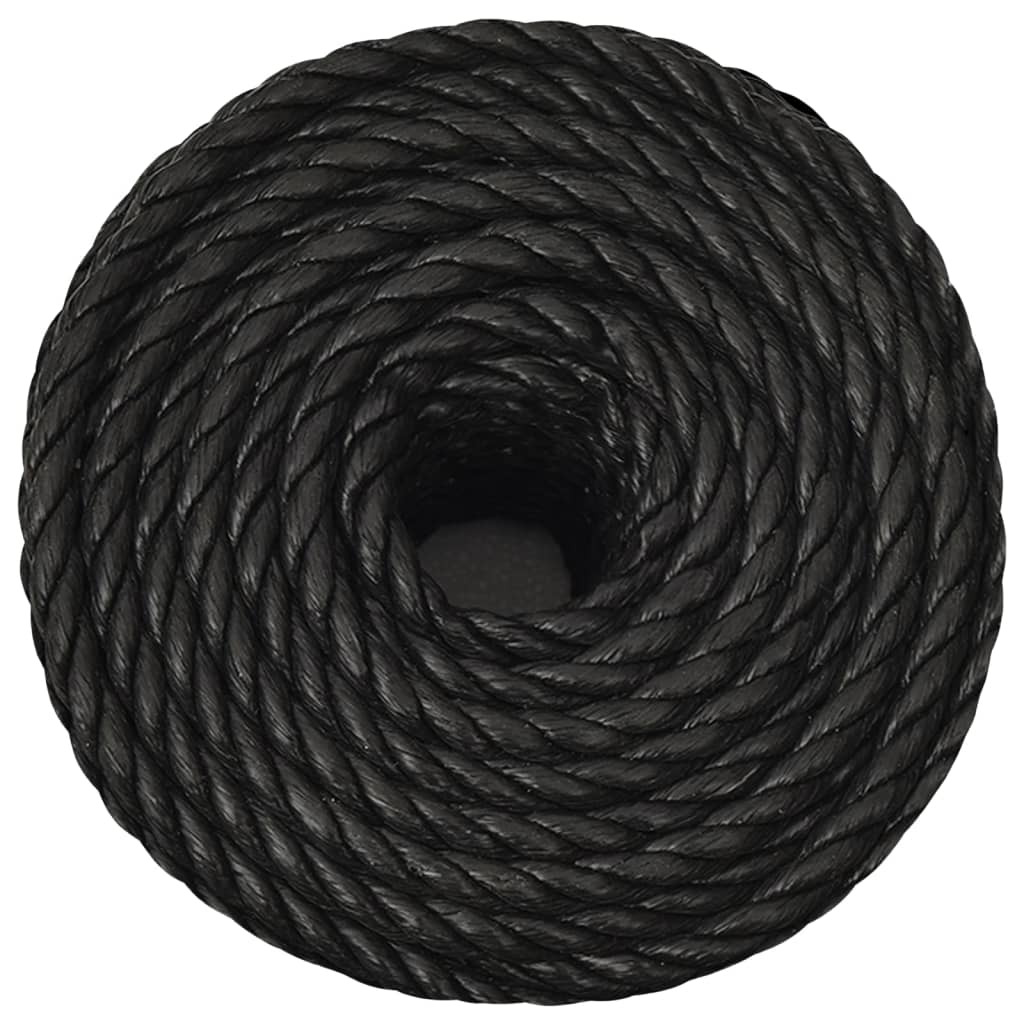 Frânghie de lucru, negru, 10 mm, 25 m, polipropilenă