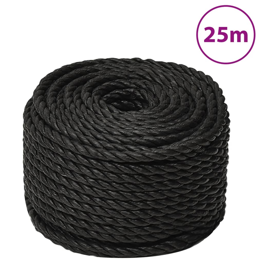 Frânghie de lucru, negru, 12 mm, 25 m, polipropilenă