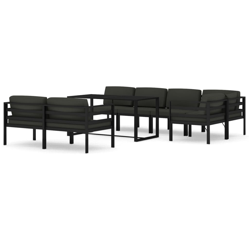 Set mobilier de grădină cu perne, 8 piese, antracit, aluminiu