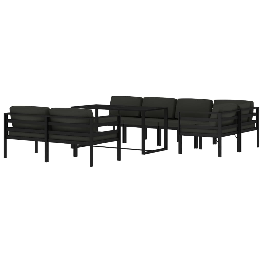 Set mobilier de grădină cu perne, 8 piese, antracit, aluminiu