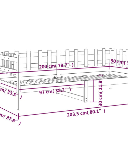 Încărcați imaginea în vizualizatorul Galerie, Pat de zi, gri, 90x200 cm, lemn masiv de pin
