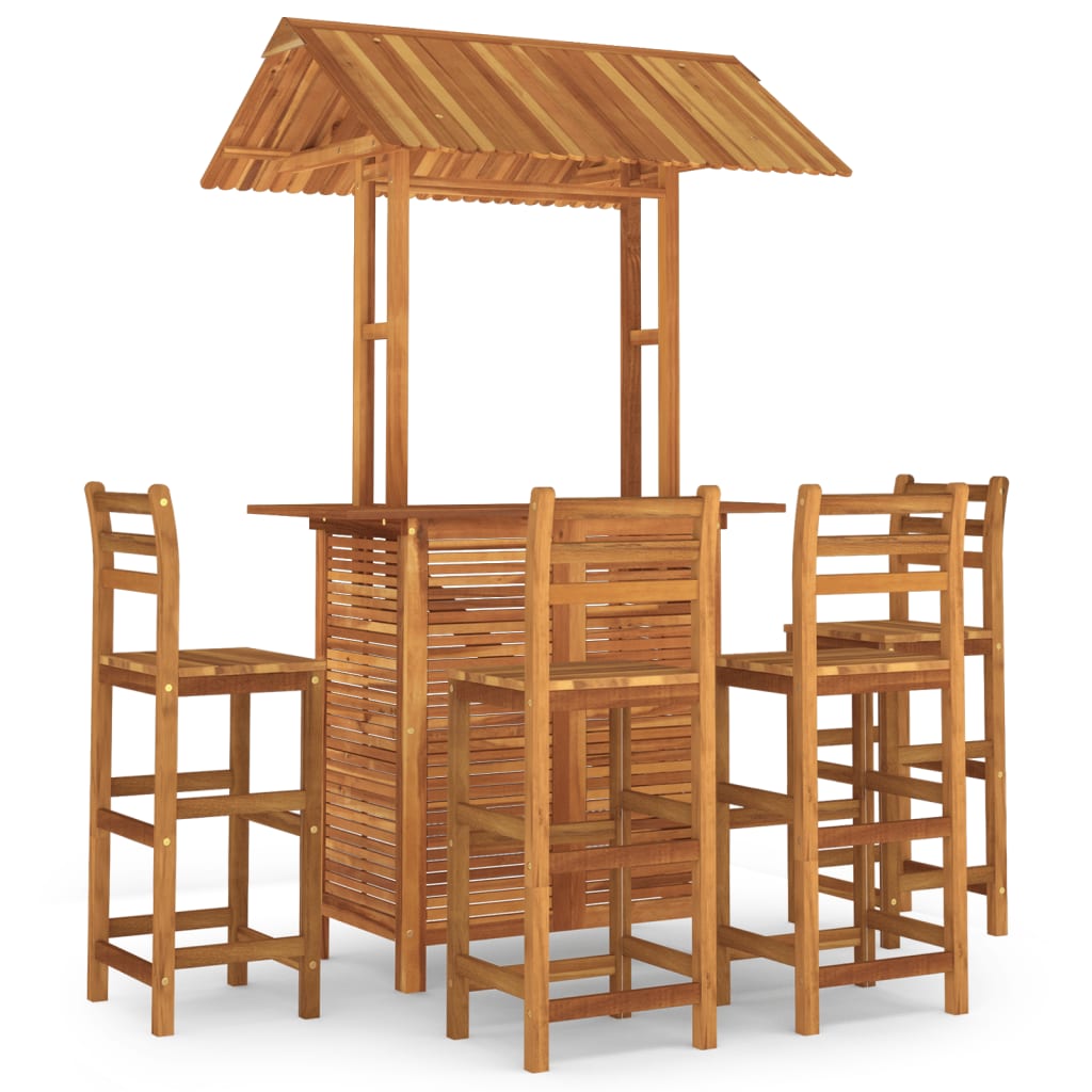 Set mobilier de bar de grădină, 5 piese, lemn masiv de acacia