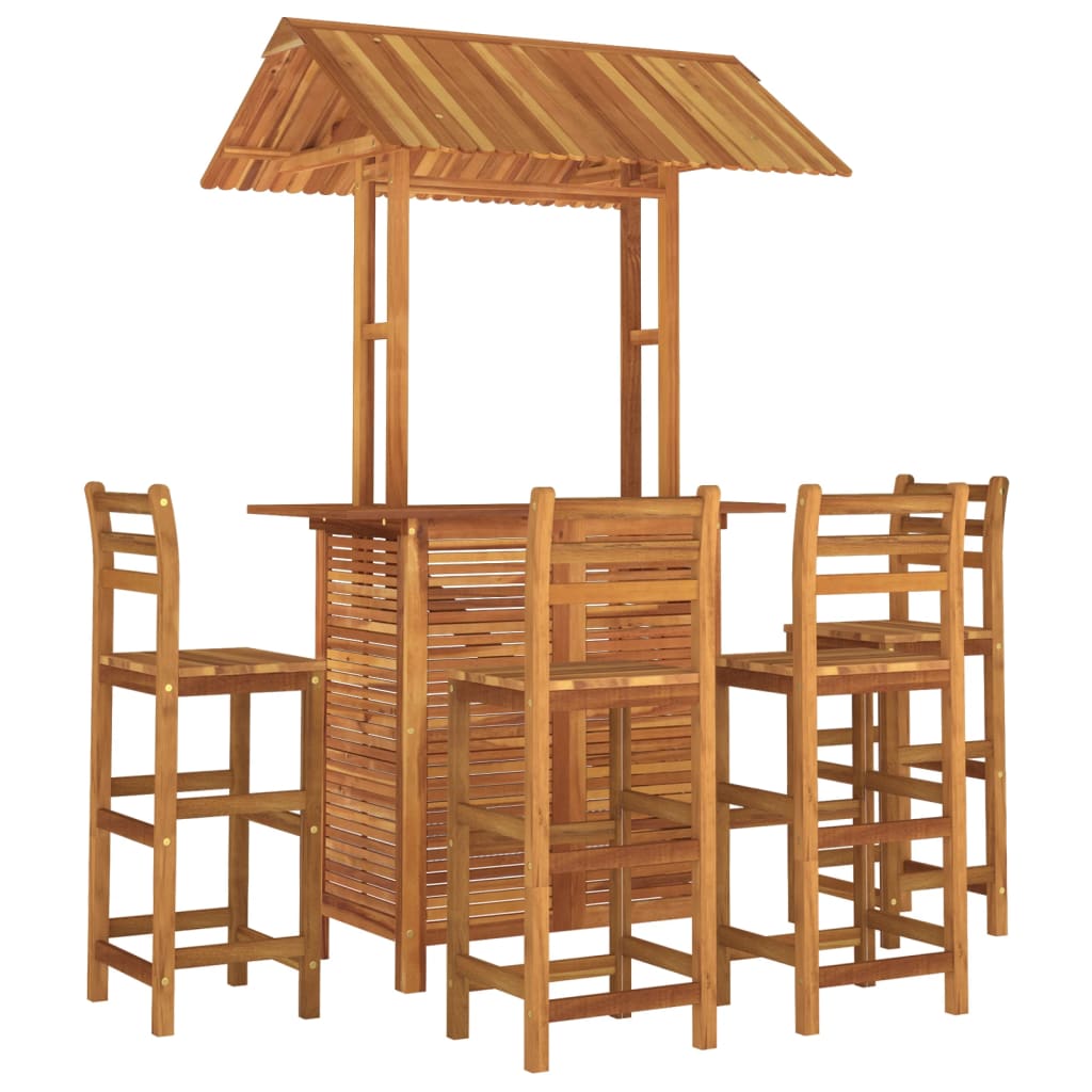 Set mobilier de bar de grădină, 5 piese, lemn masiv de acacia