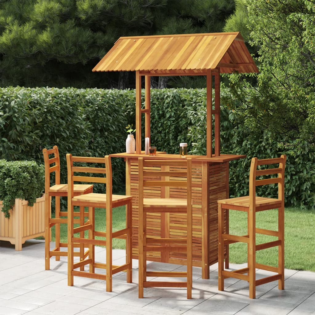 Set mobilier de bar de grădină, 5 piese, lemn masiv de acacia