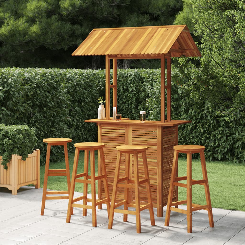 Set mobilier de bar de grădină, 5 piese, lemn masiv de acacia