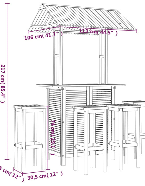 Încărcați imaginea în vizualizatorul Galerie, Set mobilier de bar de grădină, 5 piese, lemn masiv de acacia - Lando
