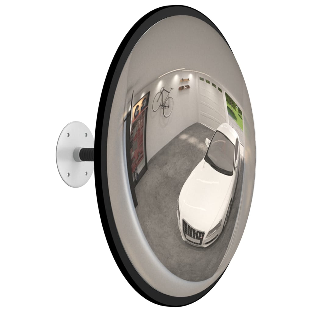 Oglindă de trafic convexă de interior, negru, Ø40 cm, acril - Lando