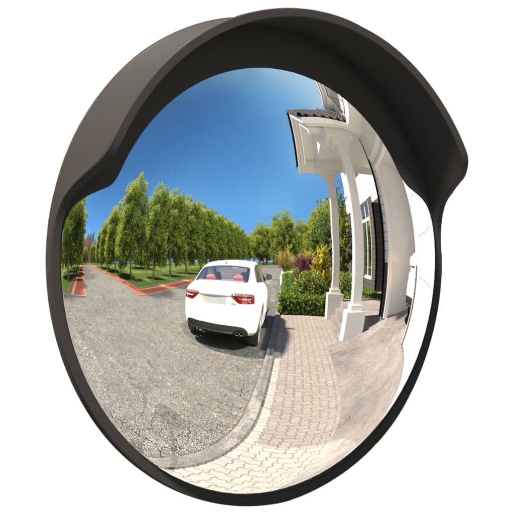 Oglindă de trafic convexă exterior, negru, Ø45 cm, policarbonat - Lando