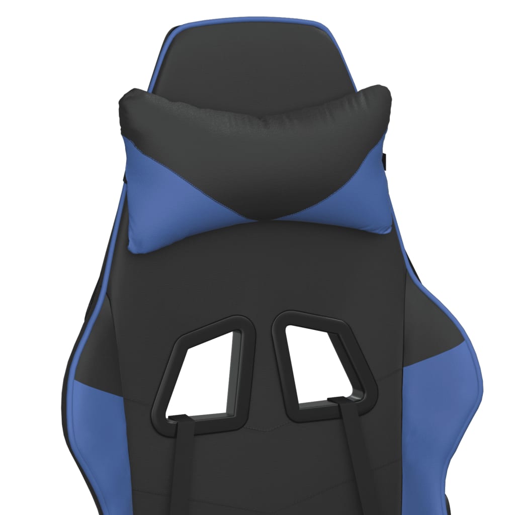 Scaun de gaming de masaj, negru și albastru, piele ecologică - Lando