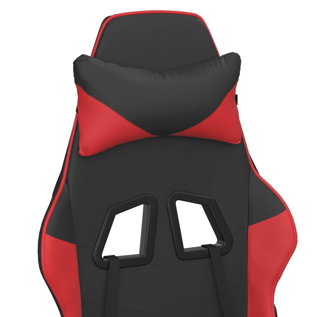 Scaun de gaming de masaj, negru și roșu, piele ecologică - Lando