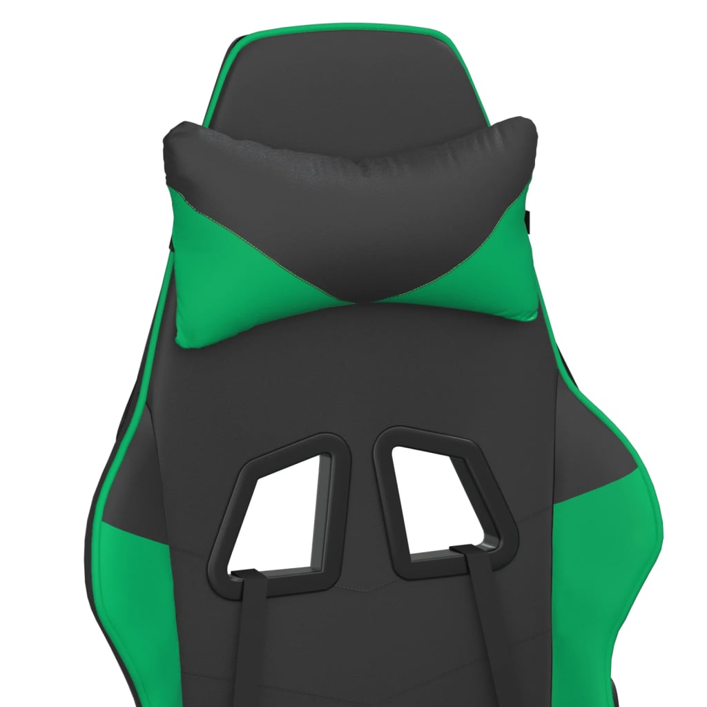 Scaun de gaming de masaj, negru și verde, piele ecologică - Lando