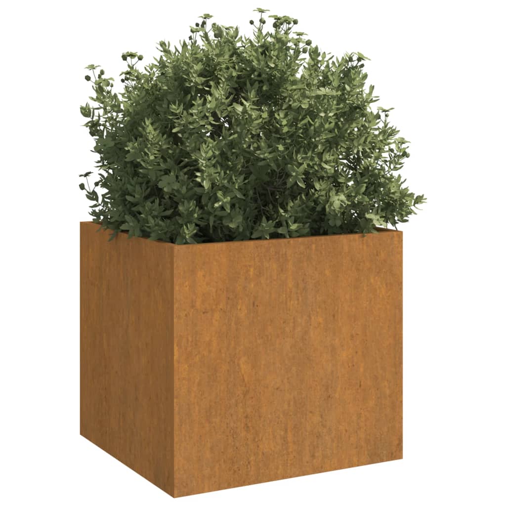 Jardiniere, 2 buc., 42x40x39 cm, oțel corten