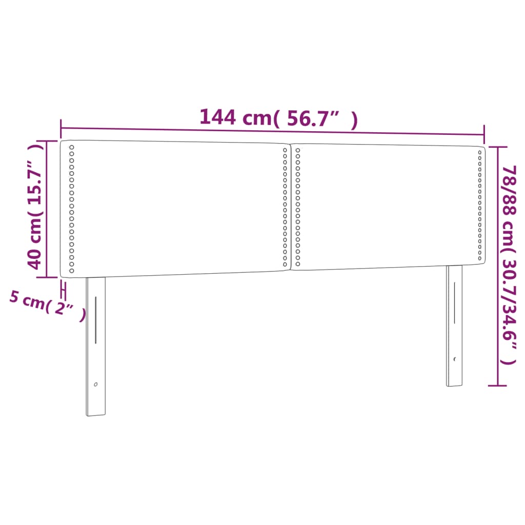 Tăblii de pat, 2 buc., crem, 72x5x78/88 cm, textil