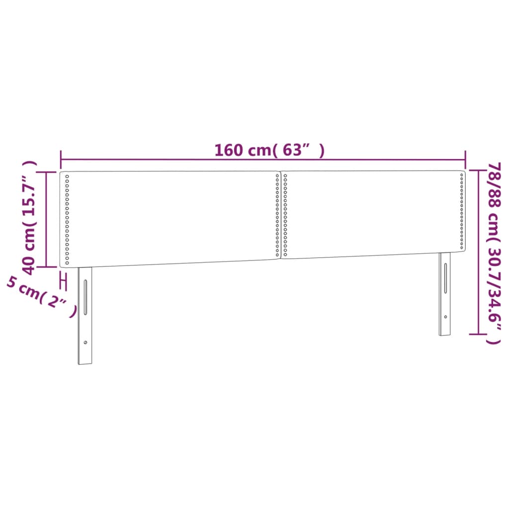 Tăblii de pat, 2 buc, crem, 80x5x78/88 cm, textil