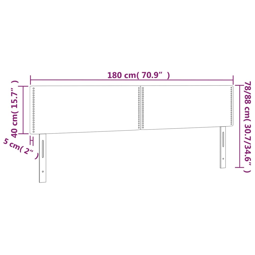 Tăblii de pat, 2 buc, crem, 90x5x78/88 cm, textil