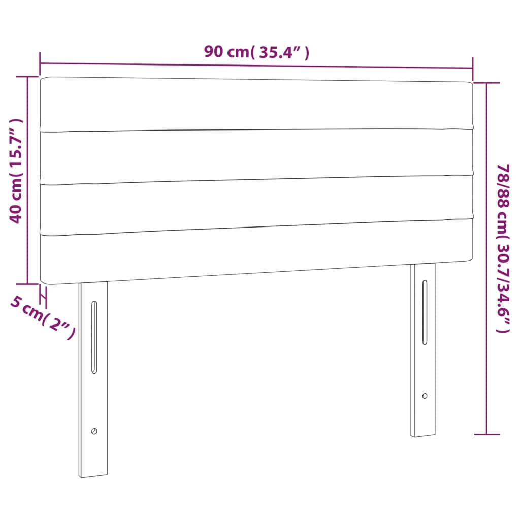 Tăblie de pat, gri deschis, 90x5x78/88 cm, textil